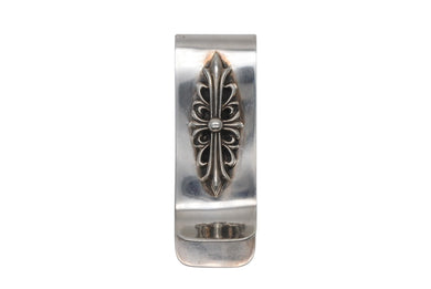 極美品 CHROME HEARTS クロムハーツ スモール ラージフローラルクロス マネークリップ 重量93.8g シルバー925 中古 4b007965