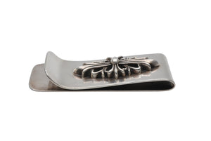 極美品 CHROME HEARTS クロムハーツ スモール ラージフローラルクロス マネークリップ 重量93.8g シルバー925 中古 4b007965