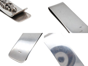 極美品 CHROME HEARTS クロムハーツ スモール ラージフローラルクロス マネークリップ 重量93.8g シルバー925 中古 4b007965