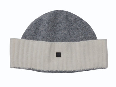極美品 CHANEL シャネル スポーツライン ビーニー ニットキャップ ニット帽 ココマーク カシミヤ グレー アイボリー 中古 4b007988
