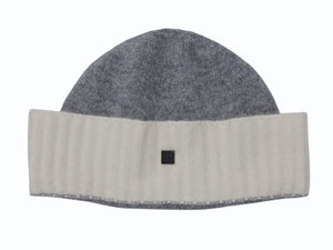 極美品 CHANEL シャネル スポーツライン ビーニー ニットキャップ ニット帽 ココマーク カシミヤ グレー アイボリー 中古 4b007988