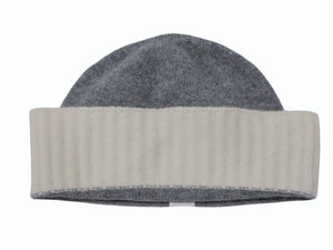 極美品 CHANEL シャネル スポーツライン ビーニー ニットキャップ ニット帽 ココマーク カシミヤ グレー アイボリー 中古 4b007988