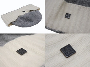 極美品 CHANEL シャネル スポーツライン ビーニー ニットキャップ ニット帽 ココマーク カシミヤ グレー アイボリー 中古 4b007988