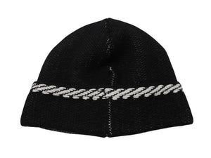 新品同様 CHANEL シャネル ビーニー ニットキャップ ニット帽 AA8449 ロゴ カシミヤ ブラック ホワイト 中古 4b007994