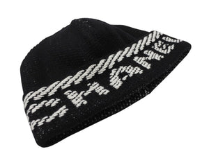 新品同様 CHANEL シャネル ビーニー ニットキャップ ニット帽 AA8449 ロゴ カシミヤ ブラック ホワイト 中古 4b007994