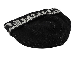 新品同様 CHANEL シャネル ビーニー ニットキャップ ニット帽 AA8449 ロゴ カシミヤ ブラック ホワイト 中古 4b007994