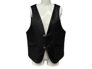 CHROME HEARTS New 2B Leather Vest, Size L, Cross Ball Button, Black, Excellent Condition, Pre-owned, 4b008047 