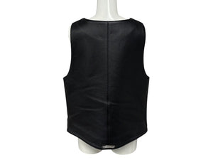 CHROME HEARTS New 2B Leather Vest, Size L, Cross Ball Button, Black, Excellent Condition, Pre-owned, 4b008047 