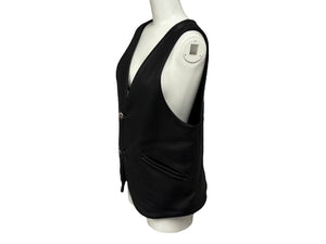 CHROME HEARTS New 2B Leather Vest, Size L, Cross Ball Button, Black, Excellent Condition, Pre-owned, 4b008047 