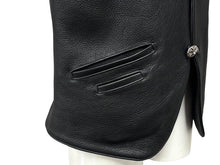 Load image into Gallery viewer, CHROME HEARTS New 2B Leather Vest, Size L, Cross Ball Button, Black, Excellent Condition, Pre-owned, 4b008047 