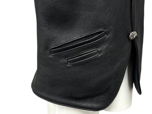 CHROME HEARTS New 2B Leather Vest, Size L, Cross Ball Button, Black, Excellent Condition, Pre-owned, 4b008047 