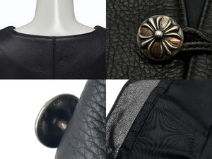 CHROME HEARTS New 2B Leather Vest, Size L, Cross Ball Button, Black, Excellent Condition, Pre-owned, 4b008047 