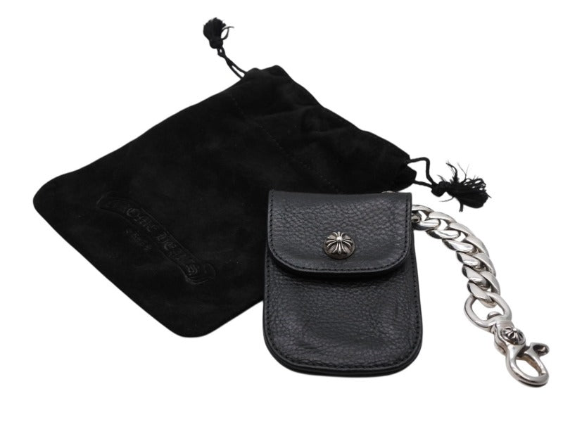 極美品 CHROME HEARTS クロムハーツ キーケース キーリング 1クリップ クラシックチェーン レザー シルバー925 中古 4b008048