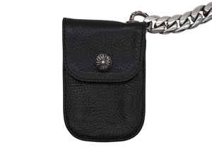 極美品 CHROME HEARTS クロムハーツ キーケース キーリング 1クリップ クラシックチェーン レザー シルバー925 中古 4b008048