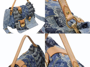 極美品 LOUIS VUITTON ルイヴィトン パッチワーク ポスティ メッセンジャーバッグ M95374 モノグラムデニム ブルー 中古 4b008049