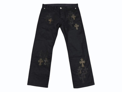 極美品 CHROME HEARTS クロムハーツ CARPENTER カーペンター パンツ サイズ36 クロスボール セメタリー カモ柄 クロスパッチ 中古 4b008052