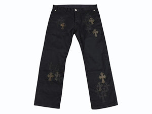 極美品 CHROME HEARTS クロムハーツ CARPENTER カーペンター パンツ サイズ36 クロスボール セメタリー カモ柄 クロスパッチ 中古 4b008052