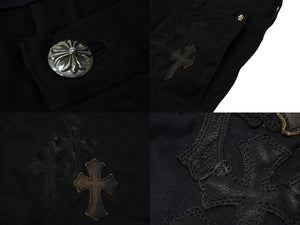 極美品 CHROME HEARTS クロムハーツ CARPENTER カーペンター パンツ サイズ36 クロスボール セメタリー カモ柄 クロスパッチ 中古 4b008052