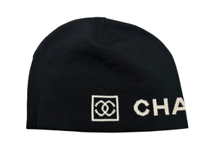 CHANEL シャネル Embroidered CC Logo Beanie ビーニー ニットキャップ ONE SIZE スポーツライン ココマーク ブラック 美品 中古 4b008061