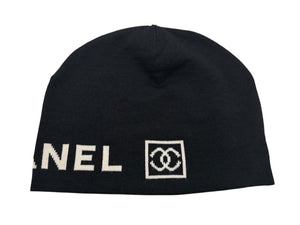 CHANEL シャネル Embroidered CC Logo Beanie ビーニー ニットキャップ ONE SIZE スポーツライン ココマーク ブラック 美品 中古 4b008061
