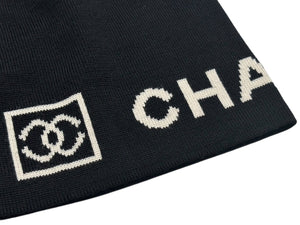 CHANEL シャネル Embroidered CC Logo Beanie ビーニー ニットキャップ ONE SIZE スポーツライン ココマーク ブラック 美品 中古 4b008061