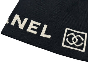 CHANEL シャネル Embroidered CC Logo Beanie ビーニー ニットキャップ ONE SIZE スポーツライン ココマーク ブラック 美品 中古 4b008061