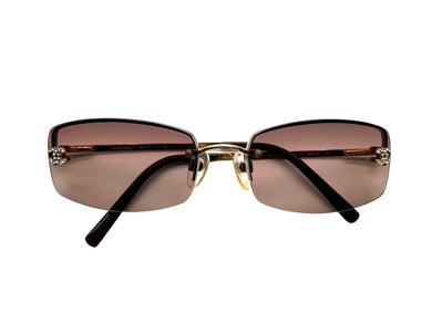 極美品 CHANEL シャネル リムレス サングラス ココマーク メタル ラインストーン 4093-B ブラック ゴールド金具 サイズ56◻︎16 中古 4b008072