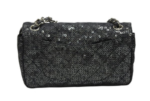 極美品 CHANEL シャネル マトラッセ23 Sフラップ Wチェーンショルダーバッグ 12番台 ココマーク スパンコール シルバー金具 中古 4b008075