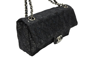 極美品 CHANEL シャネル マトラッセ23 Sフラップ Wチェーンショルダーバッグ 12番台 ココマーク スパンコール シルバー金具 中古 4b008075