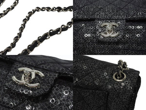 極美品 CHANEL シャネル マトラッセ23 Sフラップ Wチェーンショルダーバッグ 12番台 ココマーク スパンコール シルバー金具 中古 4b008075