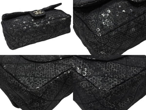 極美品 CHANEL シャネル マトラッセ23 Sフラップ Wチェーンショルダーバッグ 12番台 ココマーク スパンコール シルバー金具 中古 4b008075