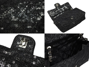 極美品 CHANEL シャネル マトラッセ23 Sフラップ Wチェーンショルダーバッグ 12番台 ココマーク スパンコール シルバー金具 中古 4b008075