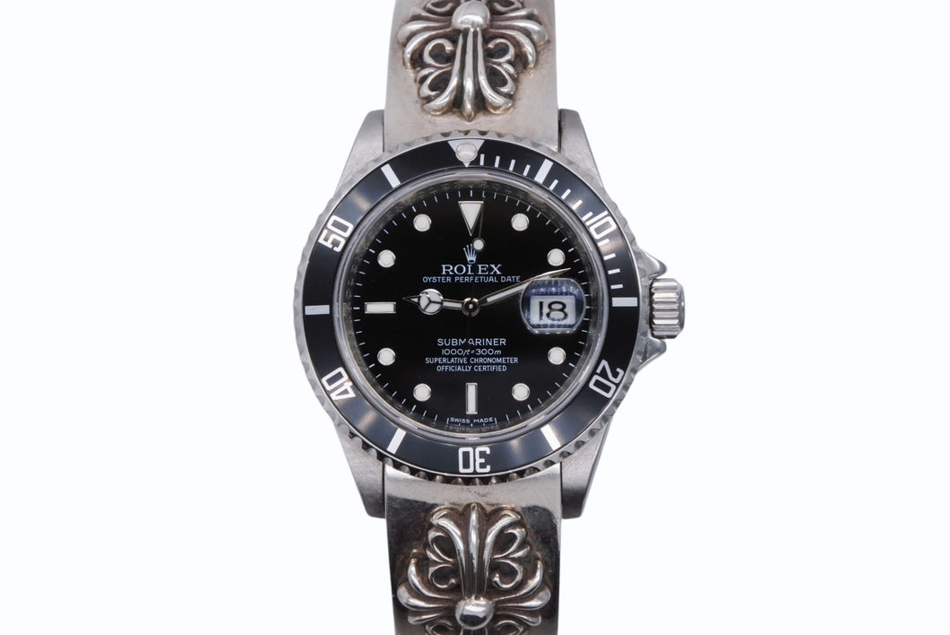 極美品 ROLEX ロレックス CHROME HEARTS クロムハーツ フローラルクロス ファンシーリンク ウォッチバンド サブマリーナ 中古 4b008081
