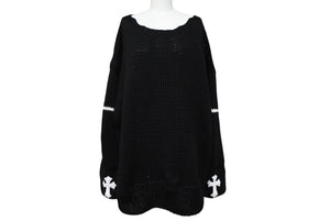 新品未使用 CHROME HEARTS クロムハーツ Cashmere Cross Patch Sweater カシミヤ クロスパッチセーター ONE SIZE シルバー925 中古 4b008083