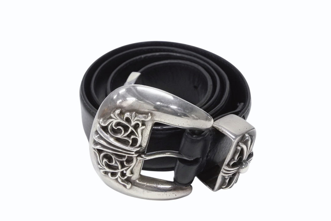 CHROME HEARTS クロムハーツ BLT CLASSIC 3PC クラシック3PC レザーベルト 全長約108cm スターリングシルバー 美品 中古 4b008085