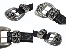 Load image into Gallery viewer, CHROME HEARTS クロムハーツ BLT CLASSIC 3PC クラシック3PC レザーベルト 全長約108cm スターリングシルバー 美品 中古 4b008085