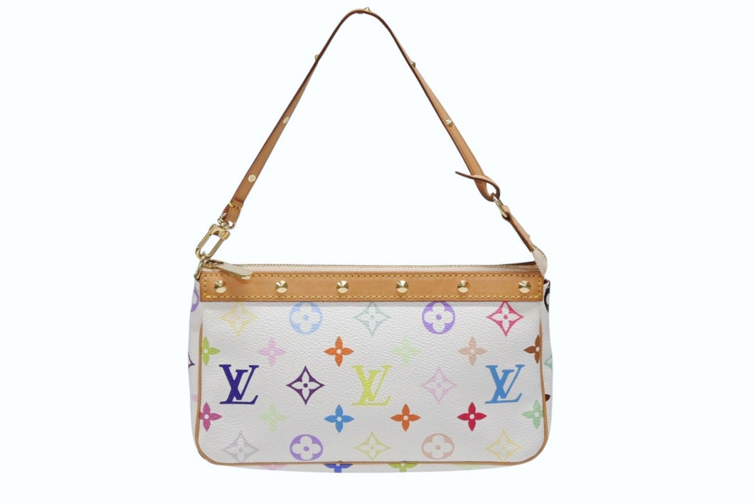 極美品 LOUIS VUITTON ルイヴィトン ポシェット アクセソワール アクセサリーポーチ M92649 モノグラム マルチカラー 村上隆 中古 4b008099