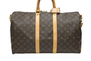 LOUIS VUITTON ルイヴィトン キーポル バンドリエール45 ボストンバッグ M41418 モノグラム ブラウン ゴールド金具 美品 中古 4b008106
