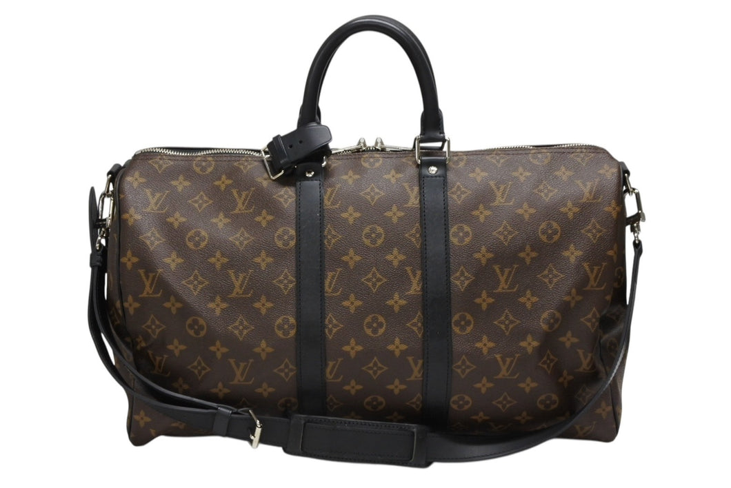 LOUIS VUITTON ルイヴィトン キーポル バンドリエール45 ボストンバッグ M56711 モノグラムマカサーブラウン 美品 中古 4b008107
