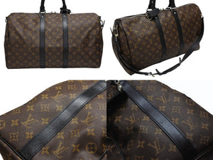 LOUIS VUITTON ルイヴィトン キーポル バンドリエール45 ボストンバッグ M56711 モノグラムマカサーブラウン 美品 中古 4b008107