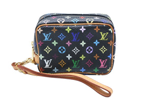 極美品 LOUIS VUITTON ルイヴィトン ポーチ トゥルース ワピティ ポーチ M58034 モノグラム マルチカラー ブラック 村上隆 中古 4b008113