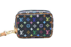 極美品 LOUIS VUITTON ルイヴィトン ポーチ トゥルース ワピティ ポーチ M58034 モノグラム マルチカラー ブラック 村上隆 中古 4b008113