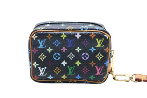 極美品 LOUIS VUITTON ルイヴィトン ポーチ トゥルース ワピティ ポーチ M58034 モノグラム マルチカラー ブラック 村上隆 中古 4b008113