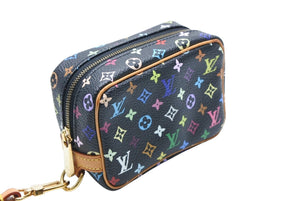 極美品 LOUIS VUITTON ルイヴィトン ポーチ トゥルース ワピティ ポーチ M58034 モノグラム マルチカラー ブラック 村上隆 中古 4b008113