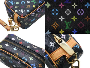 極美品 LOUIS VUITTON ルイヴィトン ポーチ トゥルース ワピティ ポーチ M58034 モノグラム マルチカラー ブラック 村上隆 中古 4b008113
