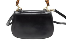 画像をギャラリービューアに読み込む, GUCCI グッチ ハンドバッグ ブラック ミニサイズ レザー バンブー ポシェット 00020460100 ゴールド金具 美品 中古 4b008115