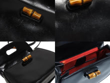 画像をギャラリービューアに読み込む, GUCCI グッチ ハンドバッグ ブラック ミニサイズ レザー バンブー ポシェット 00020460100 ゴールド金具 美品 中古 4b008115