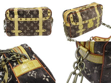 Load image into Gallery viewer, LOUIS VUITTON ルイヴィトン モノグラム トロンプイユ トロカデロ ショルダーバッグ ブラウン イエロー ベルベット 美品 中古 4b008117