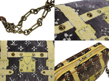 Load image into Gallery viewer, LOUIS VUITTON ルイヴィトン モノグラム トロンプイユ トロカデロ ショルダーバッグ ブラウン イエロー ベルベット 美品 中古 4b008117