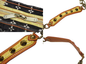 LOUIS VUITTON ルイヴィトン モノグラム トロンプイユ トロカデロ ショルダーバッグ ブラウン イエロー ベルベット 美品 中古 4b008117